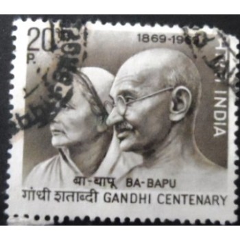 Selo postal da Índia de 1969 Gandhi and Kasturba