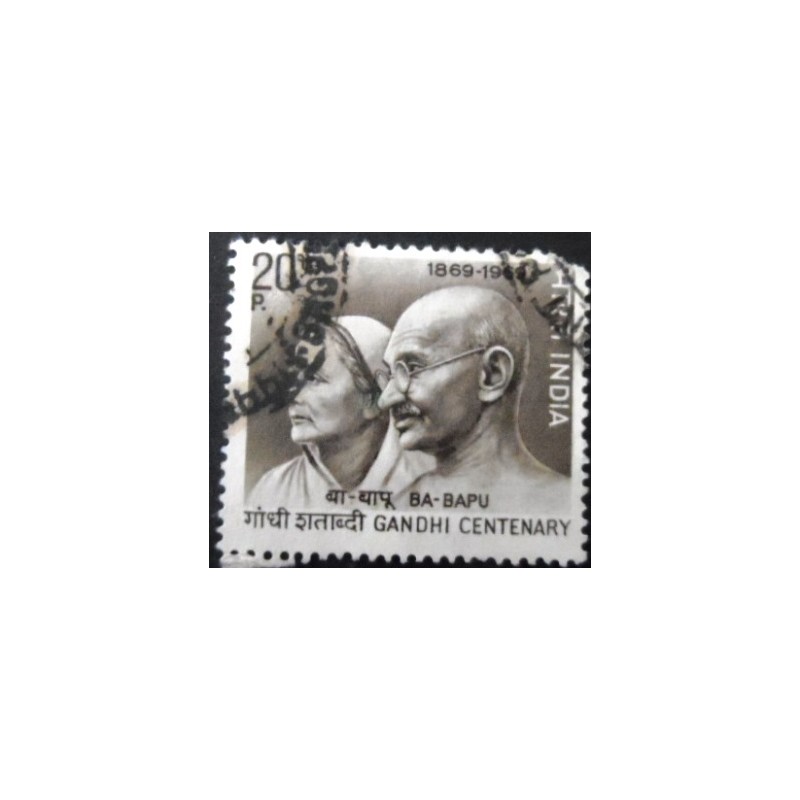 Selo postal da Índia de 1969 Gandhi and Kasturba