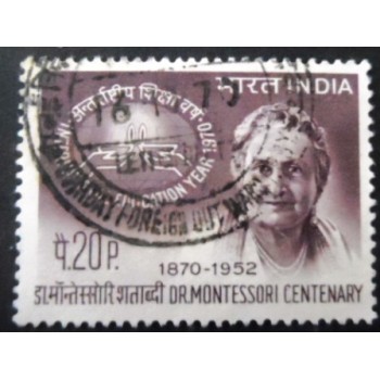 Selo postal da Índia de 1970 Dr. Maria Montessori