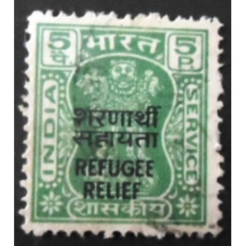 Selo postal da Índia de 1971 Refugee Relief National Overprint U