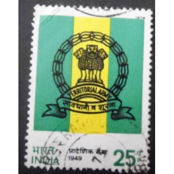 Selo postal da Índia de 1974 Indian Territorial Army