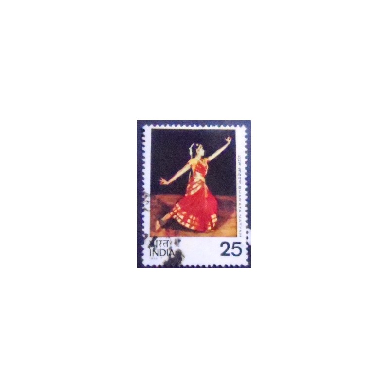 Selo postal da Índia de 1975 Bharata Natyam