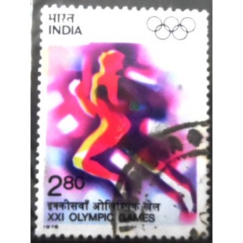 Selo postal da Índia de 1976 Sprinting