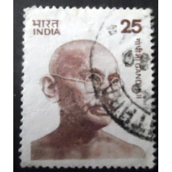 Imagem similar à do selo postal da Índia de 1976 Mohandas Karamchand Gandhi