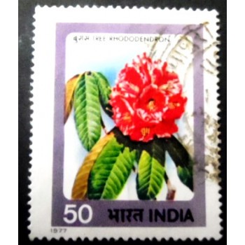 Selo postal da Índia de 1977 Rhododendron