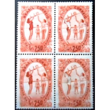 Quadra de selos postais do Brasil de 1957 IX Jogos da Primavera