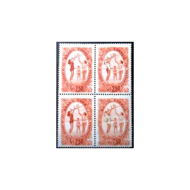 Quadra de selos postais do Brasil de 1957 IX Jogos da Primavera