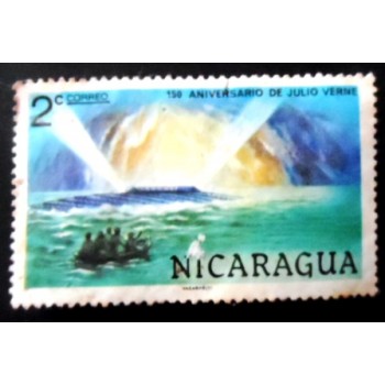 Selo postal da Nicarágua de 1978 The Mysterious Island