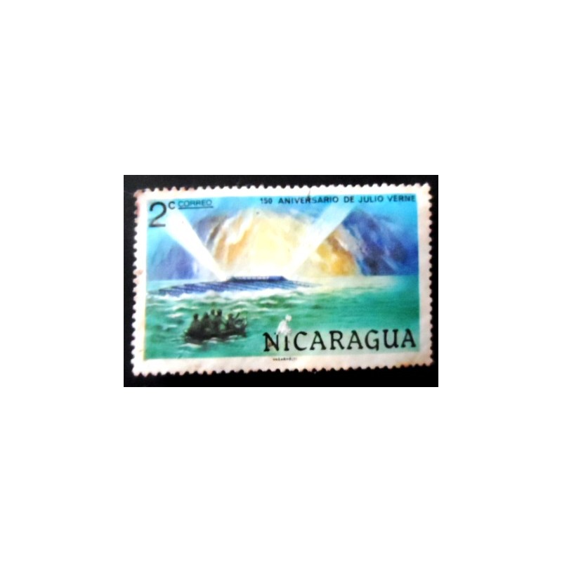 Selo postal da Nicarágua de 1978 The Mysterious Island