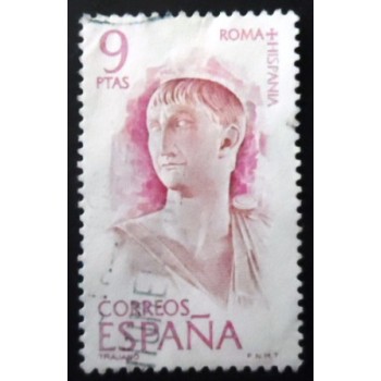 Selo postal da Espanha de 1974 Emperor Trajan