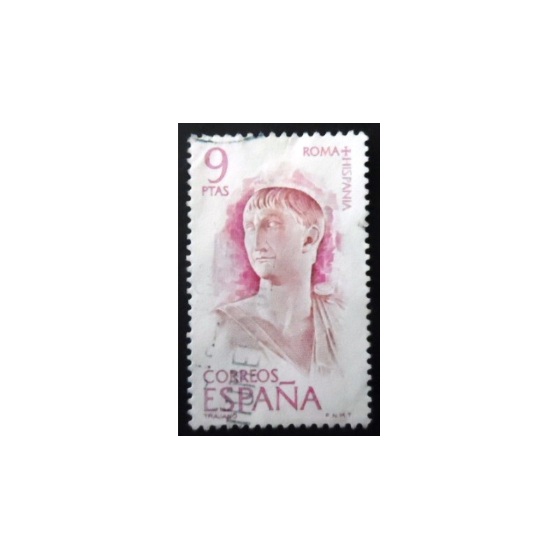 Selo postal da Espanha de 1974 Emperor Trajan