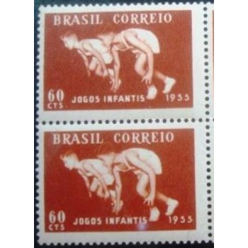 Par de selos postais do Brasil de 1955 Jogos Infantis M