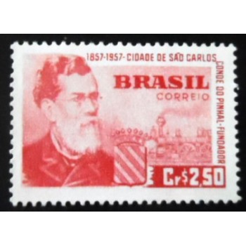 Selo postal do Brasil de 1957 Conde do Pinhal M