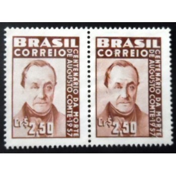 Par de selos postais do Brasil de 1957 Augusto Conte