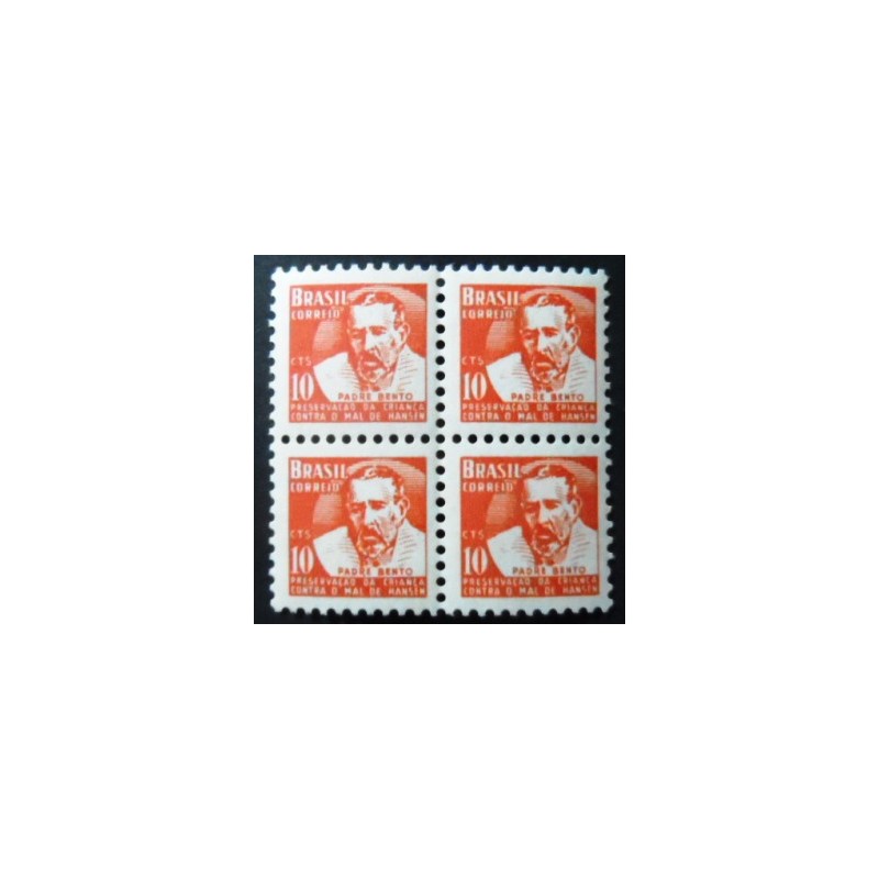 Quadra de selos Taxa Postal do Brasil de 1957 Padre Bento H5 M