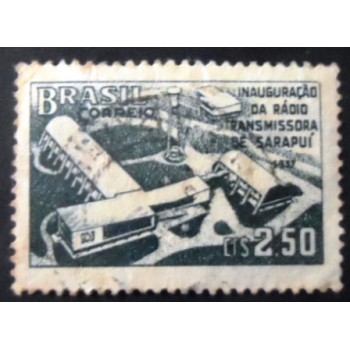 Selo postal do Brasil de 1957 Estação de Sarapuí U