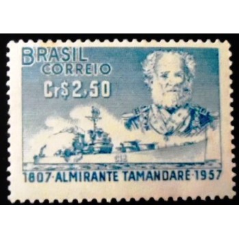 Selo postal do Brasil de 1957 Almirante Tamandaré M