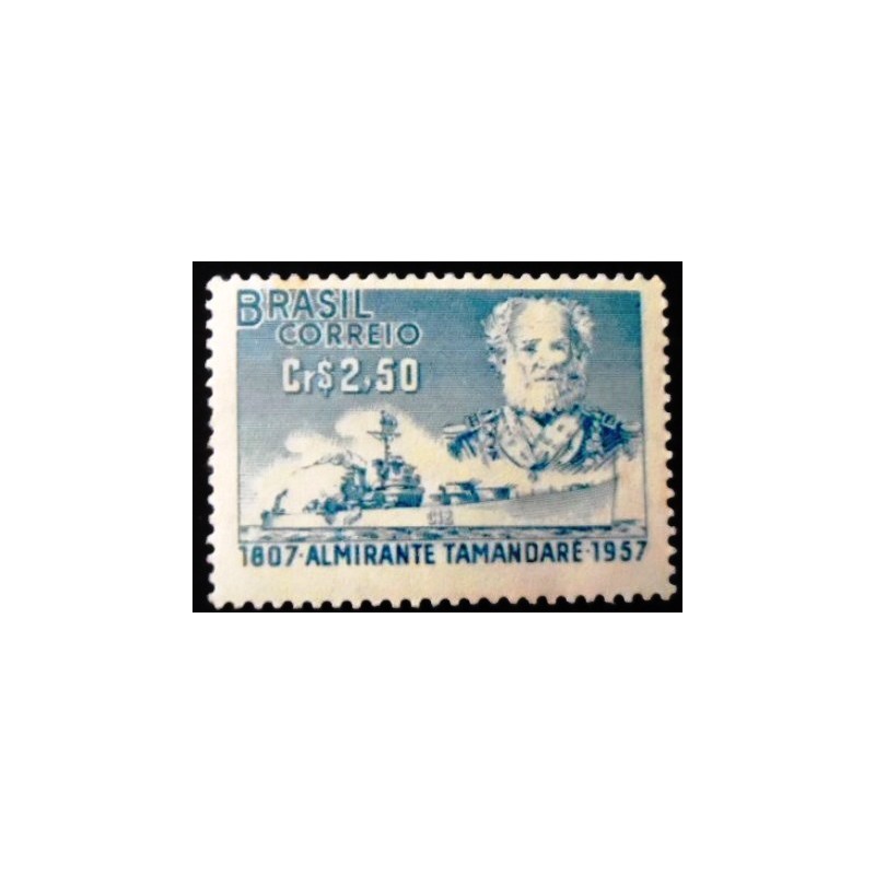 Selo postal do Brasil de 1957 Almirante Tamandaré M