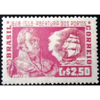 Selo postal do Brasil de 1958 Abertura dos Portos M