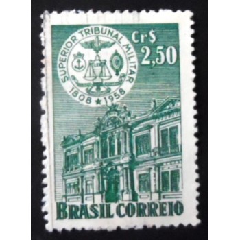 Imagem similar à do selo postal do Brasil de 1958 Superior Tribunal Militar U