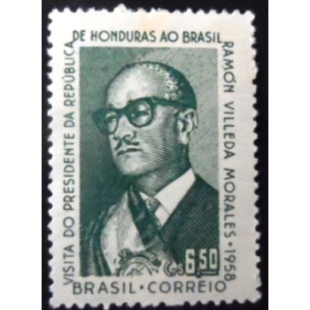 Selo postal do Brasil de 1958 Villeda Morales MQ