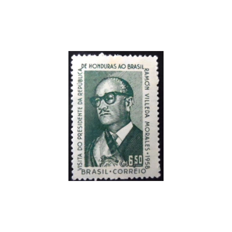 Selo postal do Brasil de 1958 Villeda Morales MQ