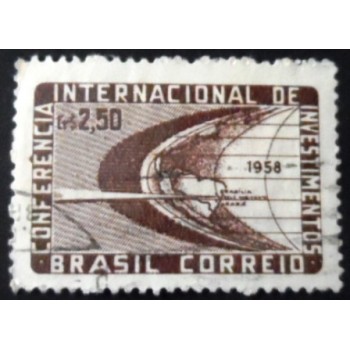 Imagem similar à do selo postal do Brasil de 1958 Conferência de Investimentos U