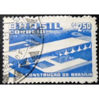 Imagem do selo postal do Brasil de Construção de Brasília NCC