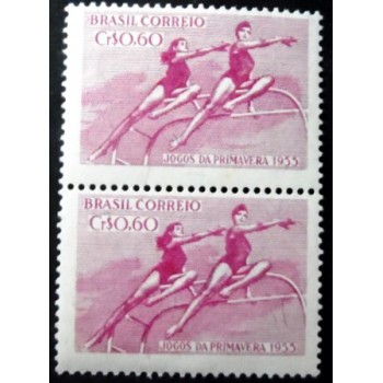 Par de selos postais do Brasil de 1955 Jogos da Primavera M PR
