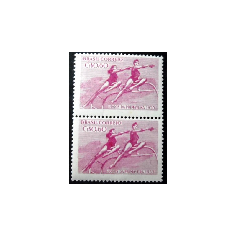 Par de selos postais do Brasil de 1955 Jogos da Primavera M PR
