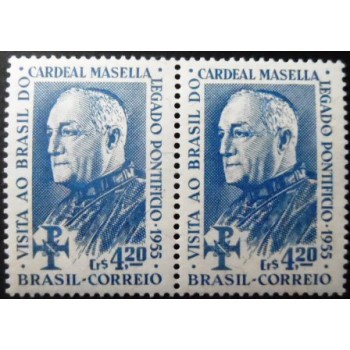 Par de selos do Brasil de 1955 Cardeal Masella PR