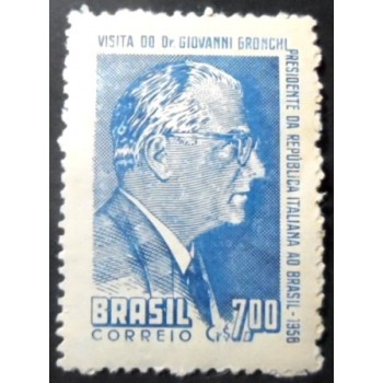 Selo postal do Brasil de 1958 Presidente Giovanni Gronchi M