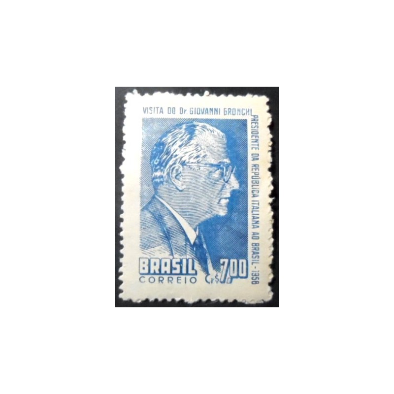 Selo postal do Brasil de 1958 Presidente Giovanni Gronchi M