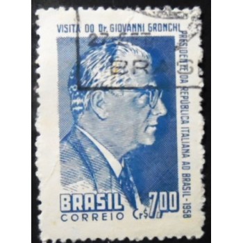 Selo postal do Brasil de 1958 Giovanni Gronchi NCC