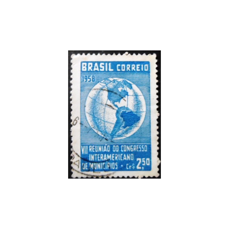 Imagem similar à do selo postal do Brasil de 1958 Congresso Interamericano de Municípios U