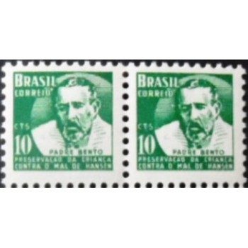 Par de selos postais do Brasil de 1958 Padre Bento H 6 M