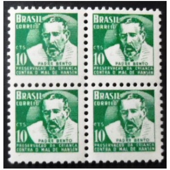 Quadra de selos postais do Brasil de 1958 Padre Bento H 6 M