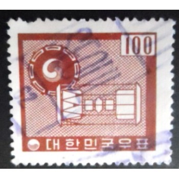 Selo postal da Coréia do Sul de 1961 Ancient Hourglass
