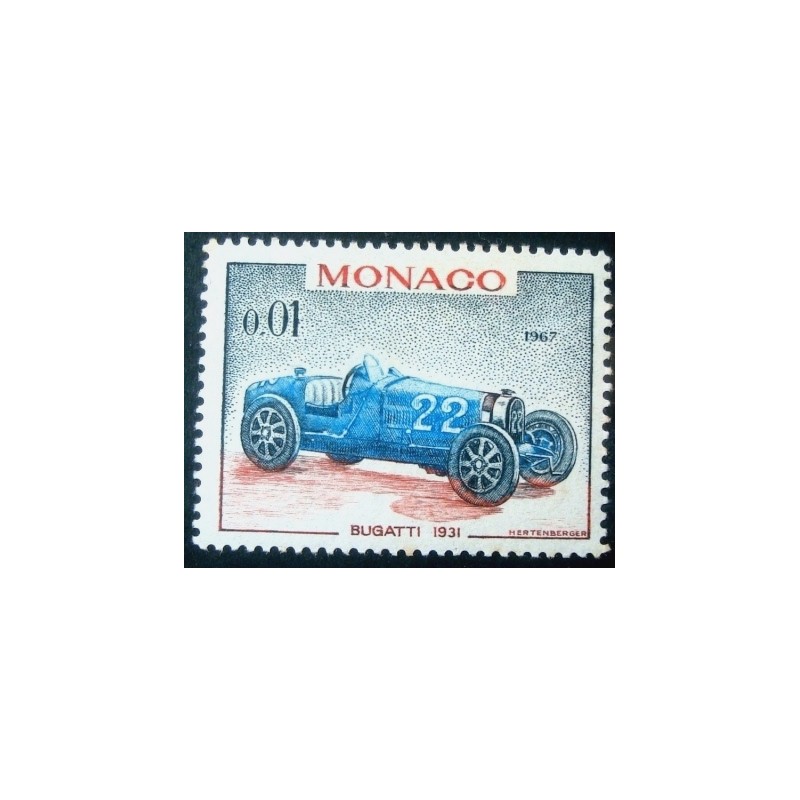 Selo postal de Mônaco de 1967 Bugatti 1931 M