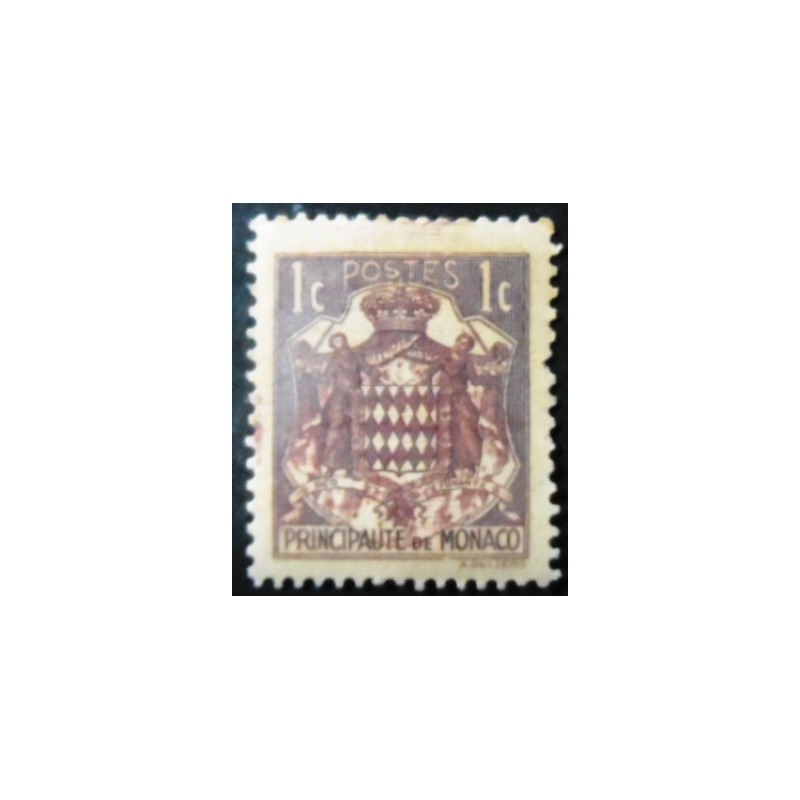 Selo postal de Mônaco de 1938 National Coat of Arms 1 N