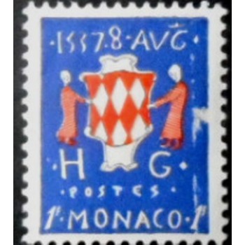 Selo postal de Mônaco de 1954 Coat of arms 1F