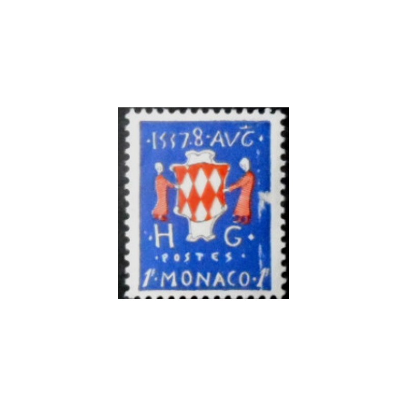 Selo postal de Mônaco de 1954 Coat of arms 1F