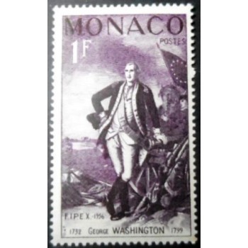 Selo postal de Monaco de 1956 George Washington
