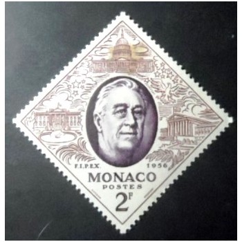 Selo postal de Monaco de 1956 Franklin Delano Roosevelt N