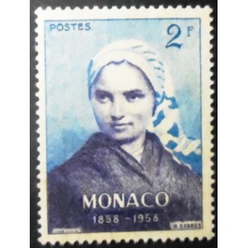 Selo postal de Monaco de 1958 Bernadette Soubirous N