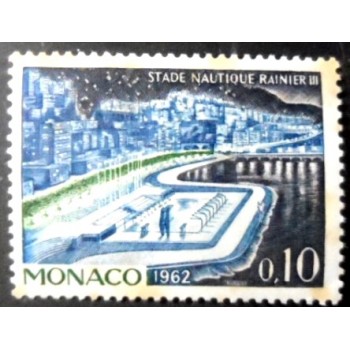 Selo postal de Mônaco de 1962 Swimming Stadium Rainier III