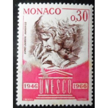 Selo postal de Mônaco de 1966 Writing young man 30