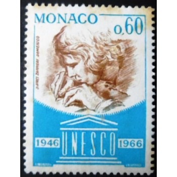 Selo postal de Mônaco de 1966 Writing young man 60