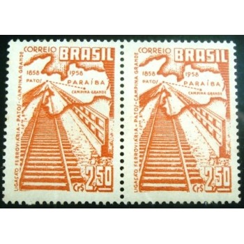 Par de selos postais de 1959 Ferrovia Patos-Campina Grande M