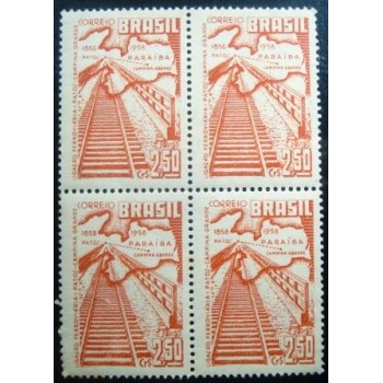 Quadra de selos postais de 1959 Ferrovia Patos-Campina Grande